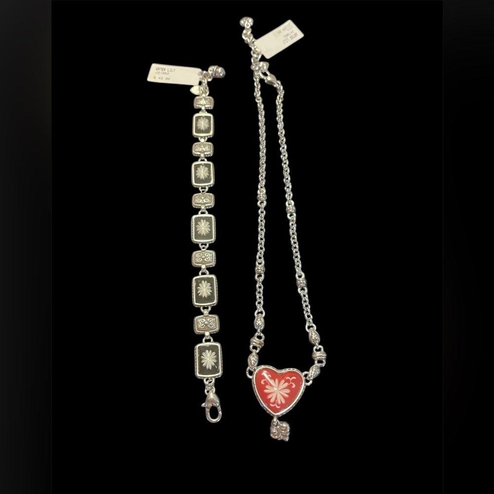 Vintage Retired 2 Piece BRIGHTON ‘Water Lily’ Reversible Necklace and Bracelet - Picture 6 of 7